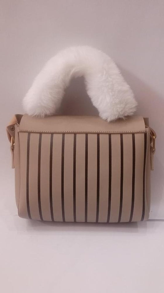 Gucci Style Printed Handbag for Women Skin Beige Striped Chain Handle