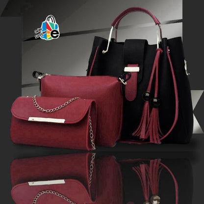 Stylish Girl's 3-Piece Leather Bag Set