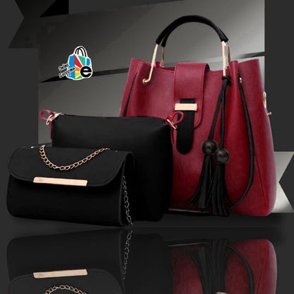 Stylish Girl's 3-Piece Leather Bag Set